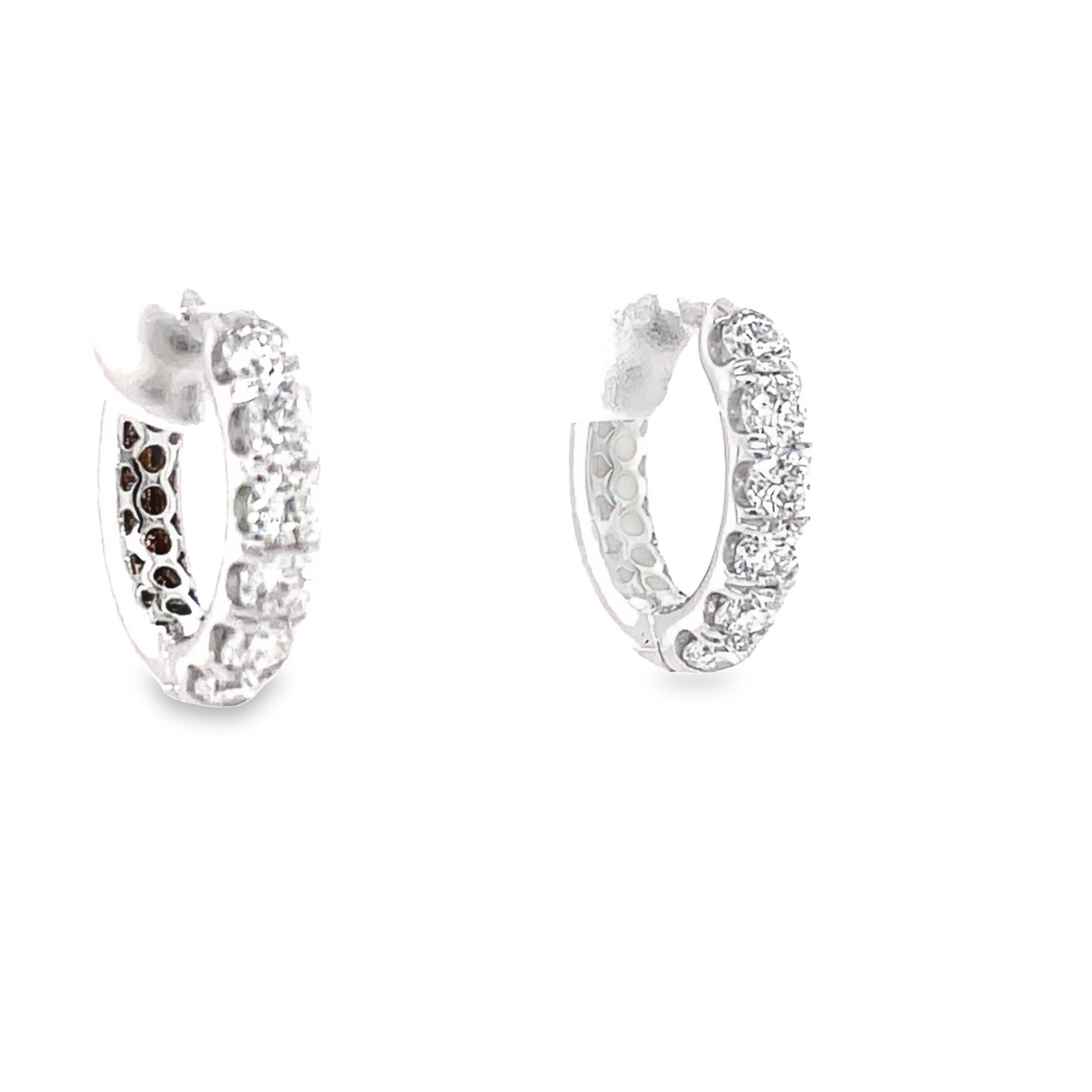 Diamond Huggie White Gold Earrings 0.63 CTS Side view 