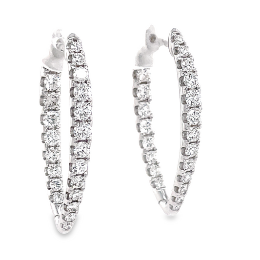 Large Diamond Inside-Out V-Shape Hoop Earrings  2.32 cts Side view 