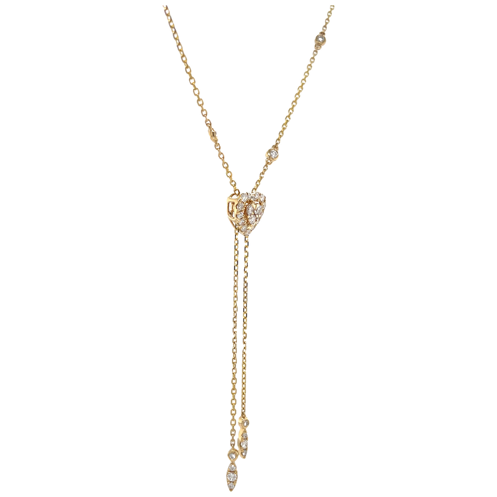 Adjustable Dainty Heart Diamond Lariat Necklace
