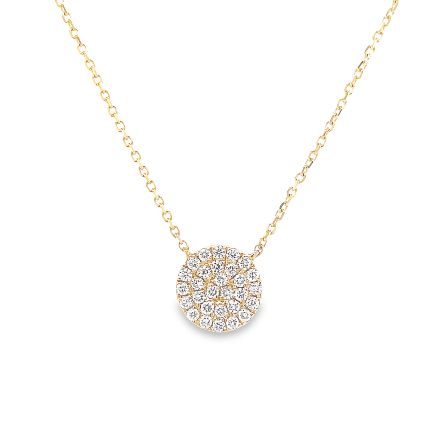 Diamond Pave Circle Pendant Necklace Front view