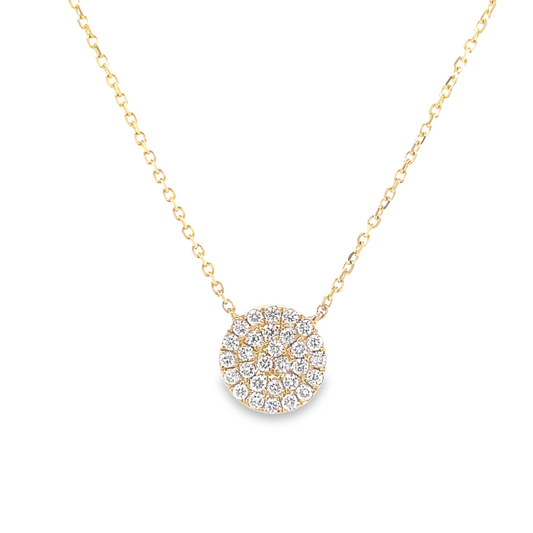 Diamond Pave Circle Pendant Necklace Front view