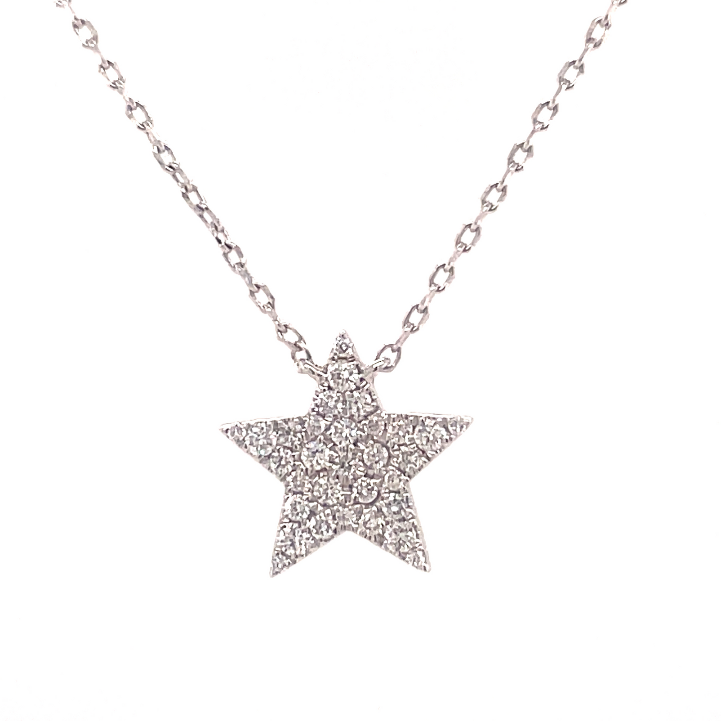 Diamond Pave Star Pendant Necklace Front view 