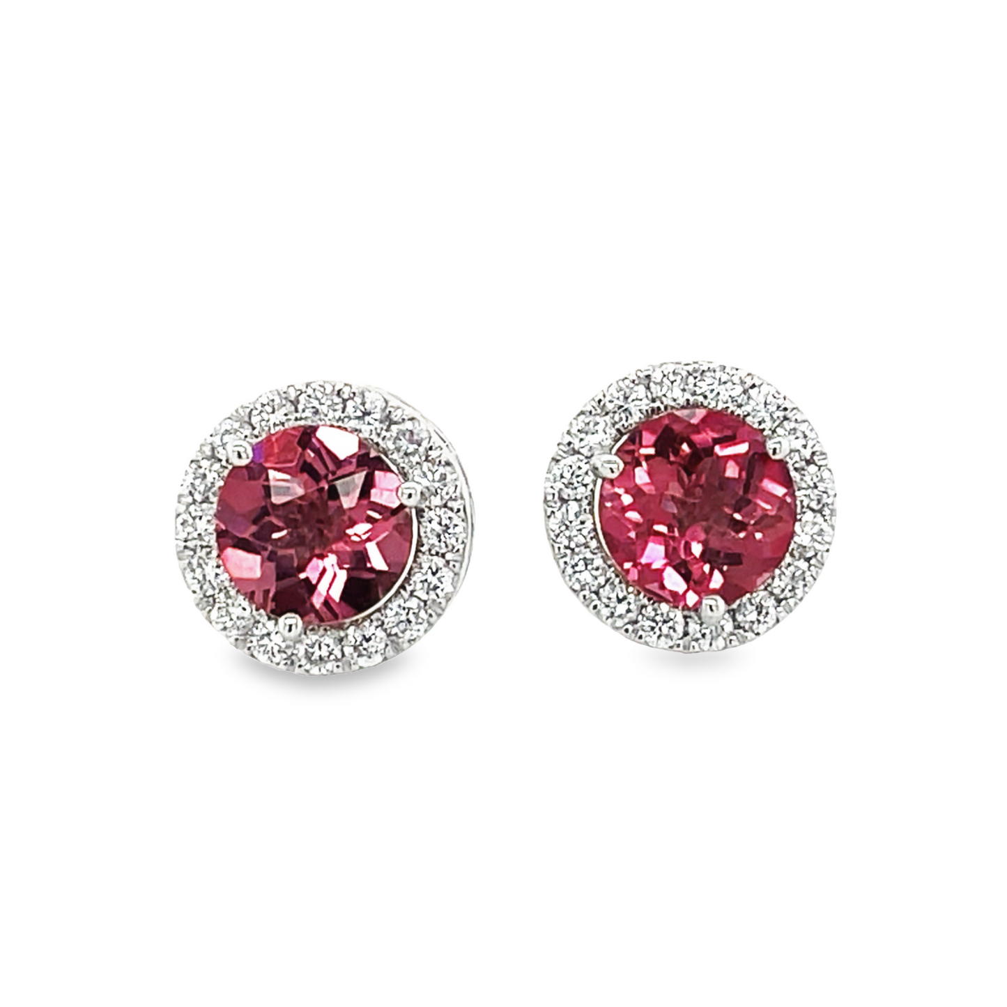 Rhodolite Garnet Stud Earrings Front view