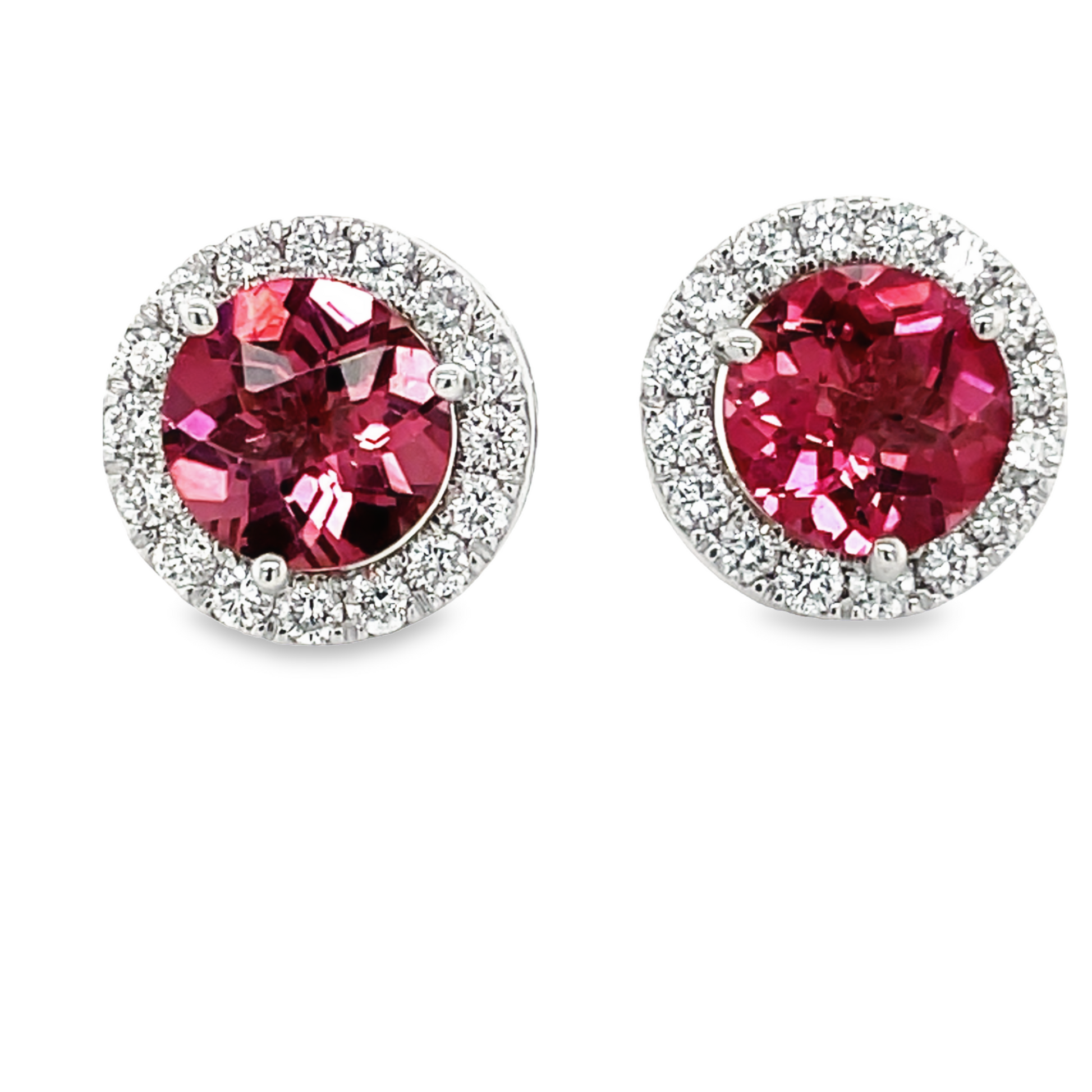 Rhodolite Garnet Stud Earrings Front view