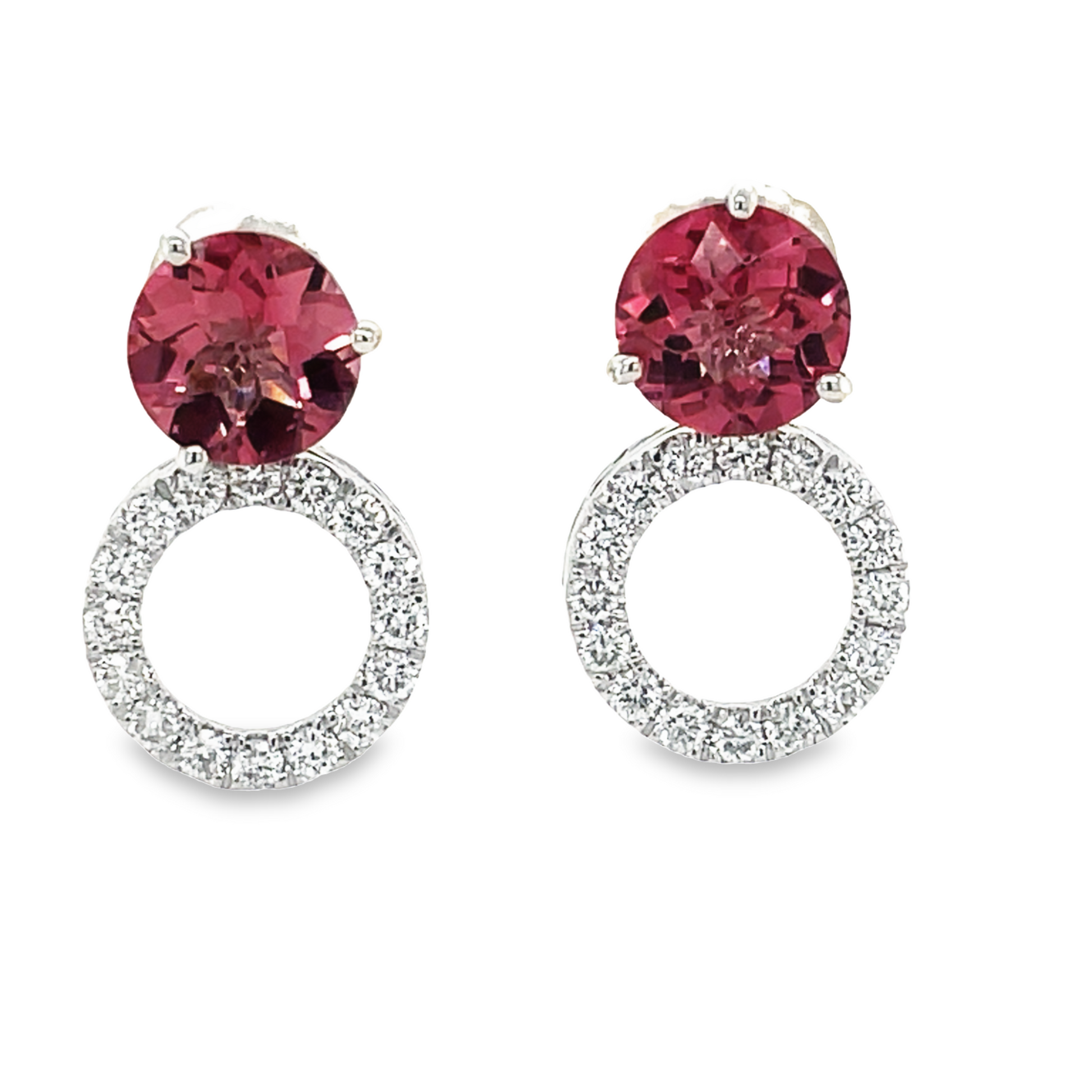 Rhodolite Garnet Stud Earrings Front view