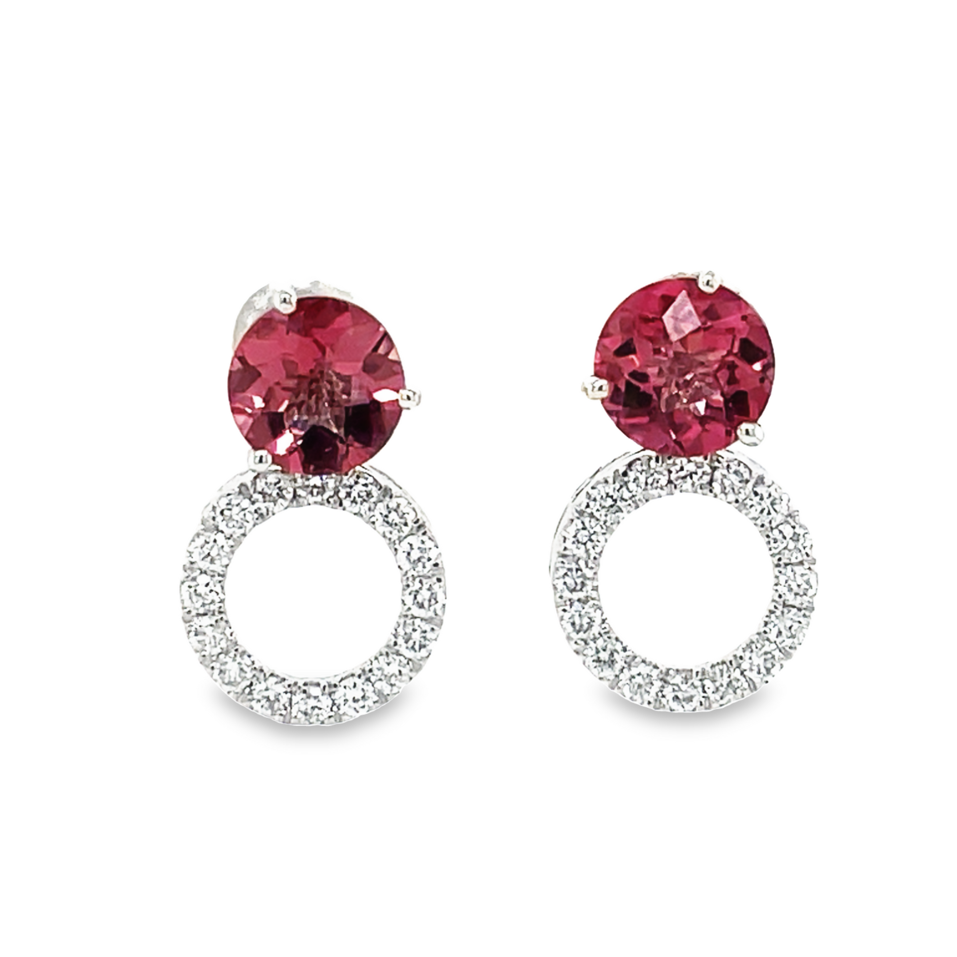Rhodolite Garnet Stud Earrings Front view