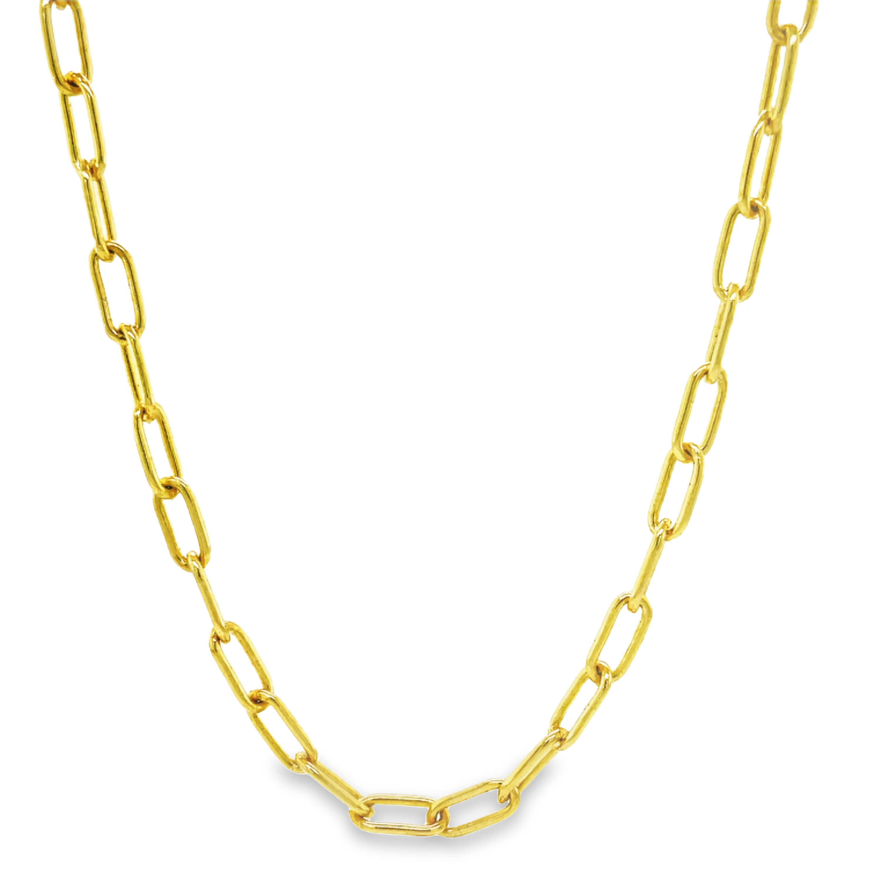 14k yellow gold.  Anchor link  Italian made  Secure lobster catch.  22" long.  3.90 mm thickness.