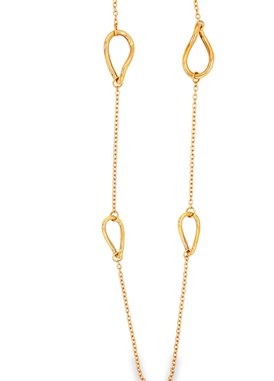 Front view of 18k Italian Long Twist Link Rose Gold Chain