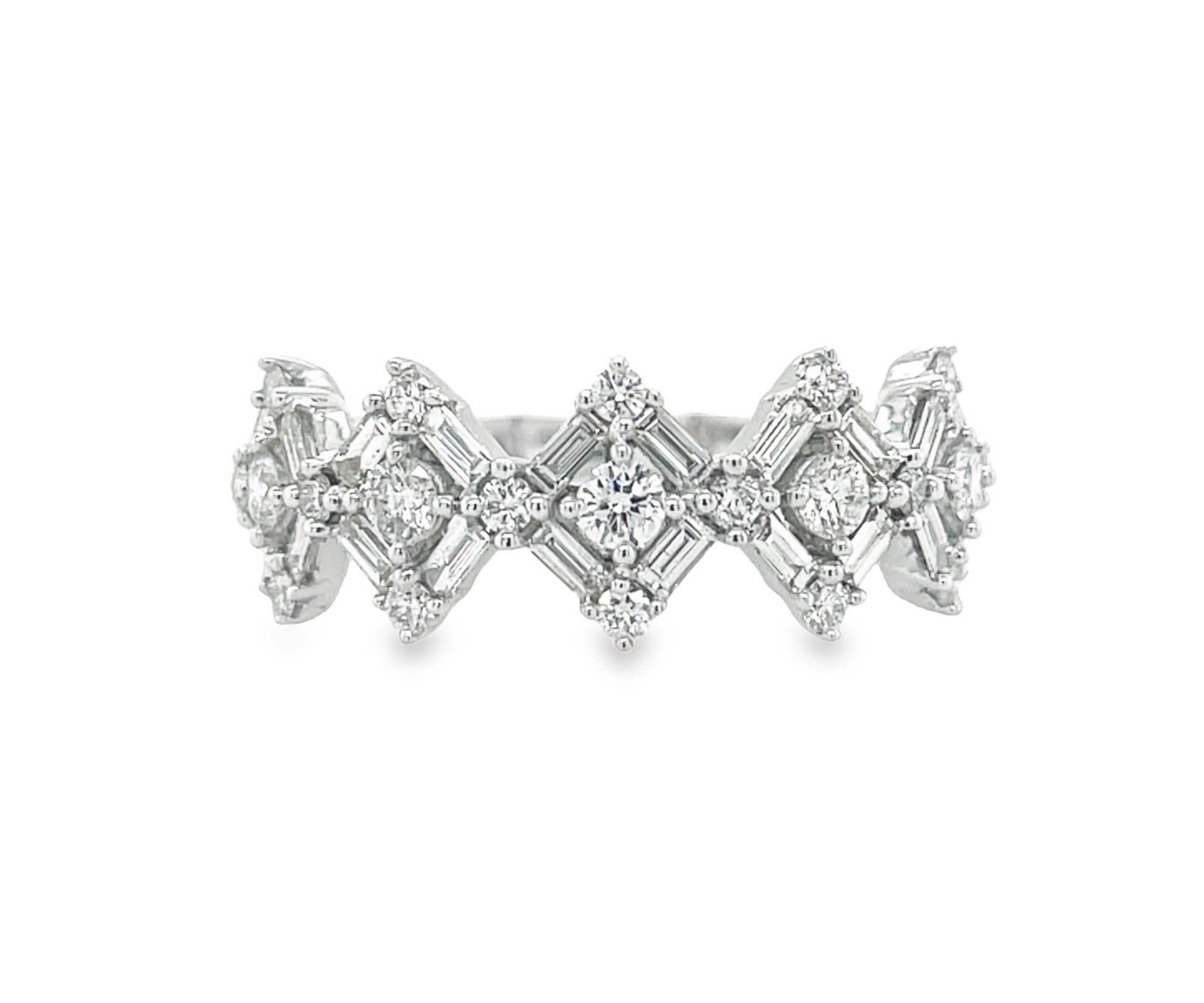 Rhombus Link Mixed Cut Diamond Stackable Ring Front view