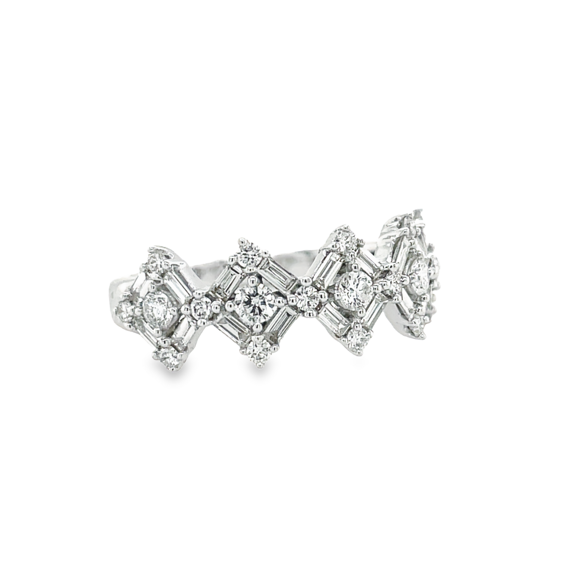 Rhombus Link Mixed Cut Diamond Stackable Ring Side view