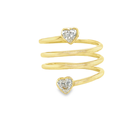 Definitely a perfect love piece  Set in 14k yellow gold  Round heart cut diamonds 0.50 cts  Wrap around style  20.00 wide