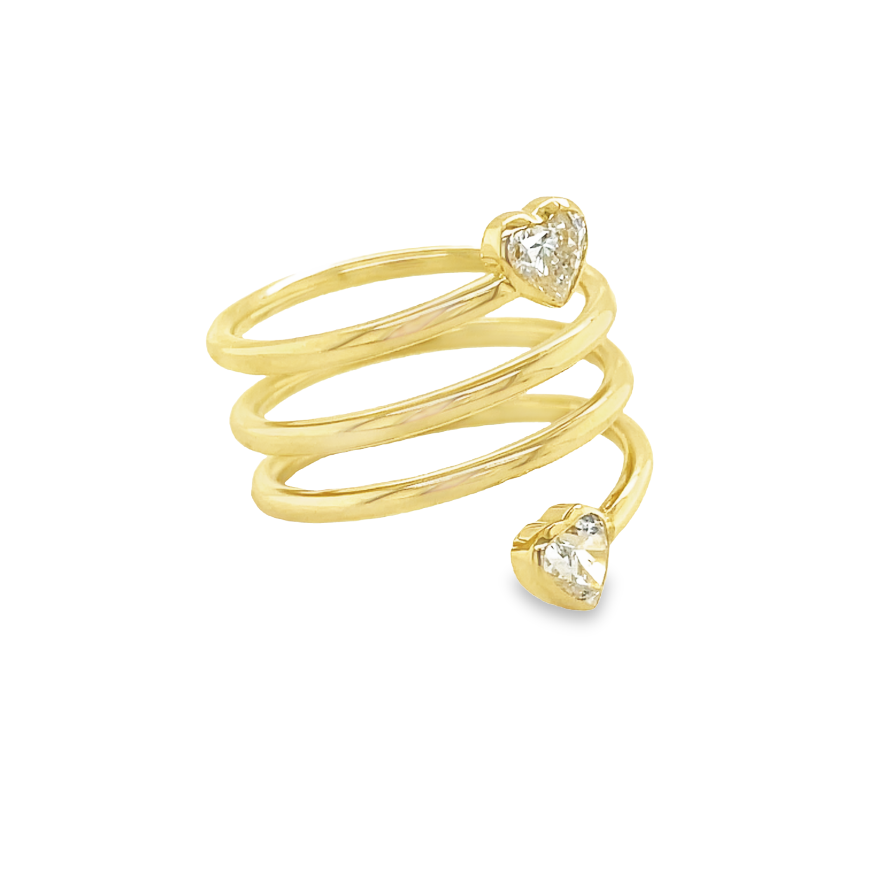 Definitely a perfect love piece  Set in 14k yellow gold  Round heart cut diamonds 0.50 cts  Wrap around style  20.00 wide