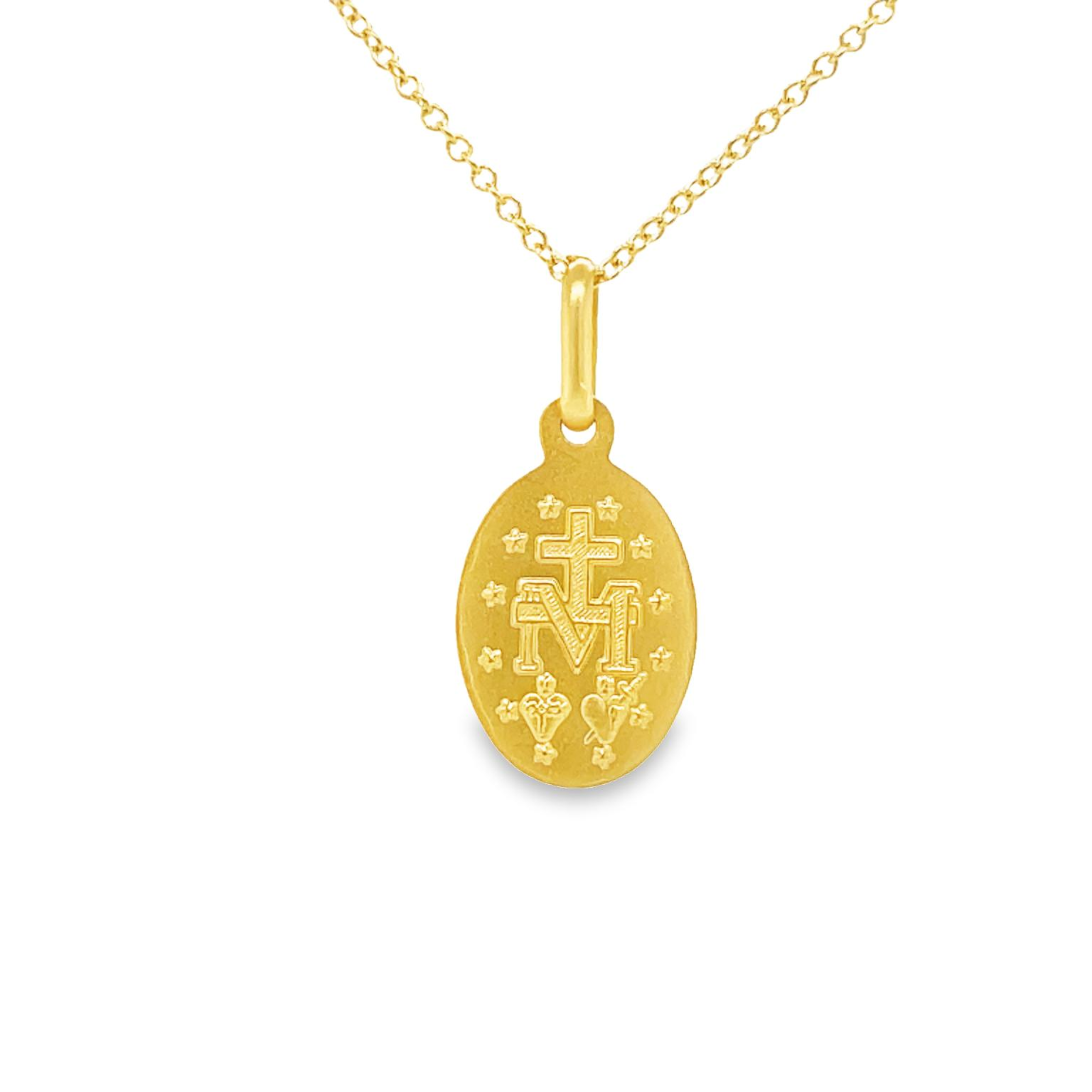 14k yellow gold.  Italian made  20.00 x 10.00 mm long  Secure bail  16" italian gold chain ($199 optional)