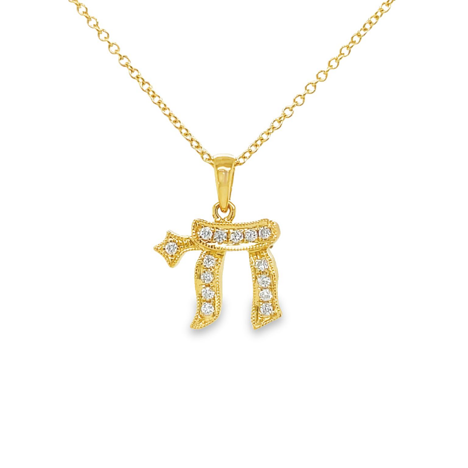 Diamond Chai Pendant Necklace Front view