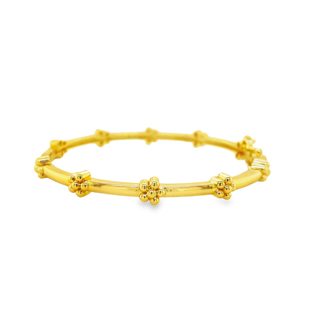 24k gold plated bangles  Secure catch  Flower design  6" size