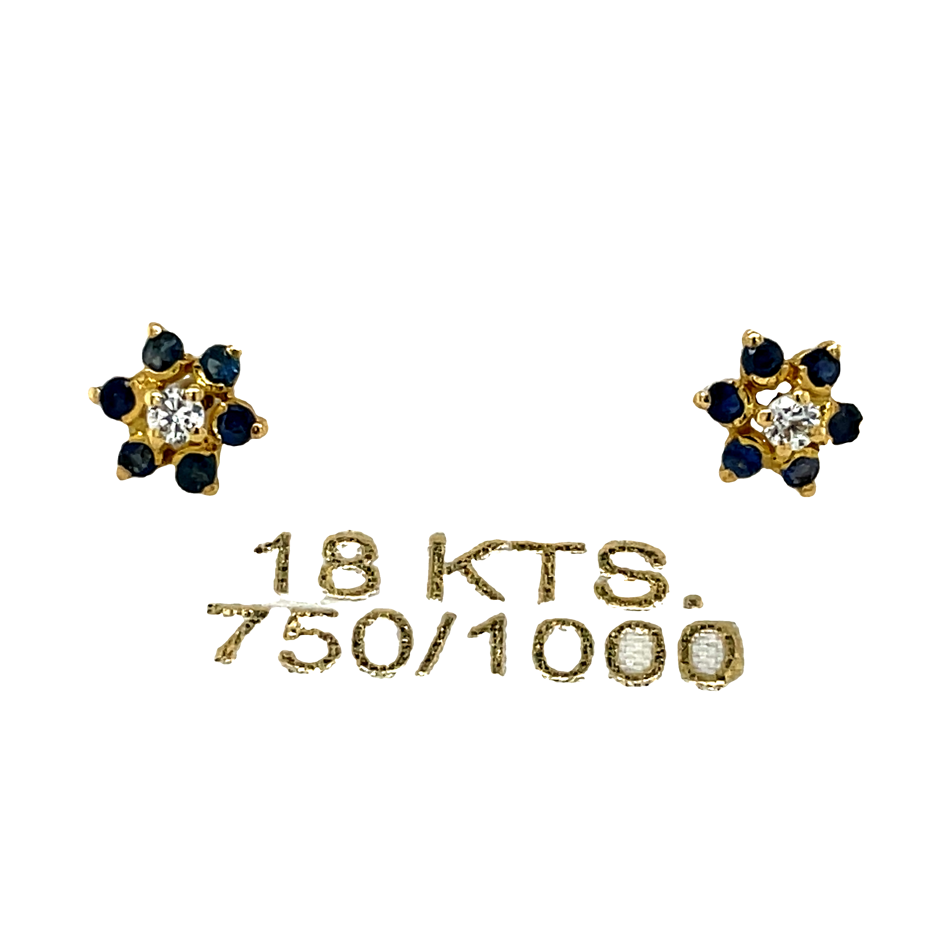 Beautiful baby earrings  Secure baby screw backs  18k yellow gold  Small round sapphires & diamonds