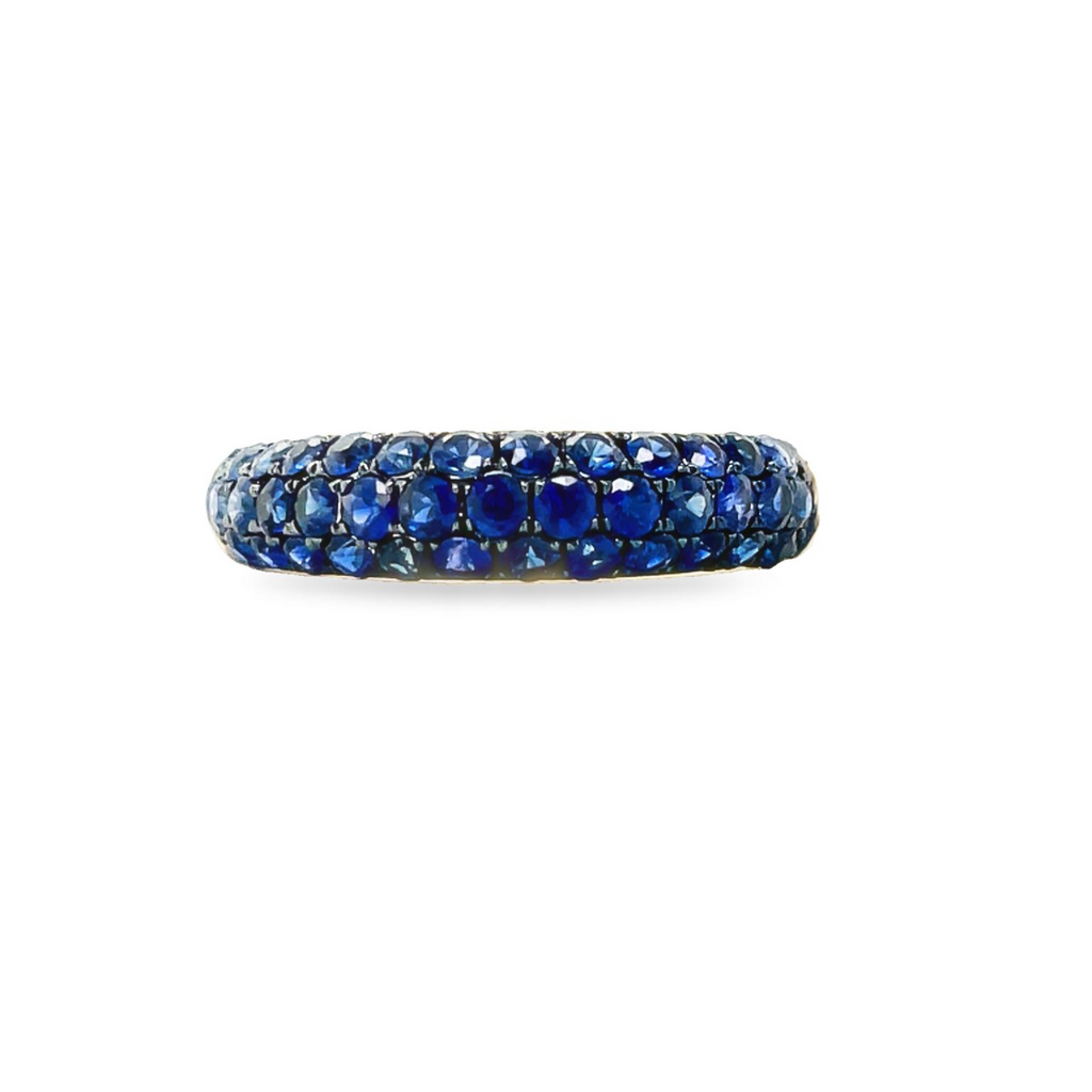 Stackable bands  Bright & bold colors set in sparking pave mountings.  18k white gold.   4.60 mm width  6.5 size (sizeable)  1.18 cts sapphires.