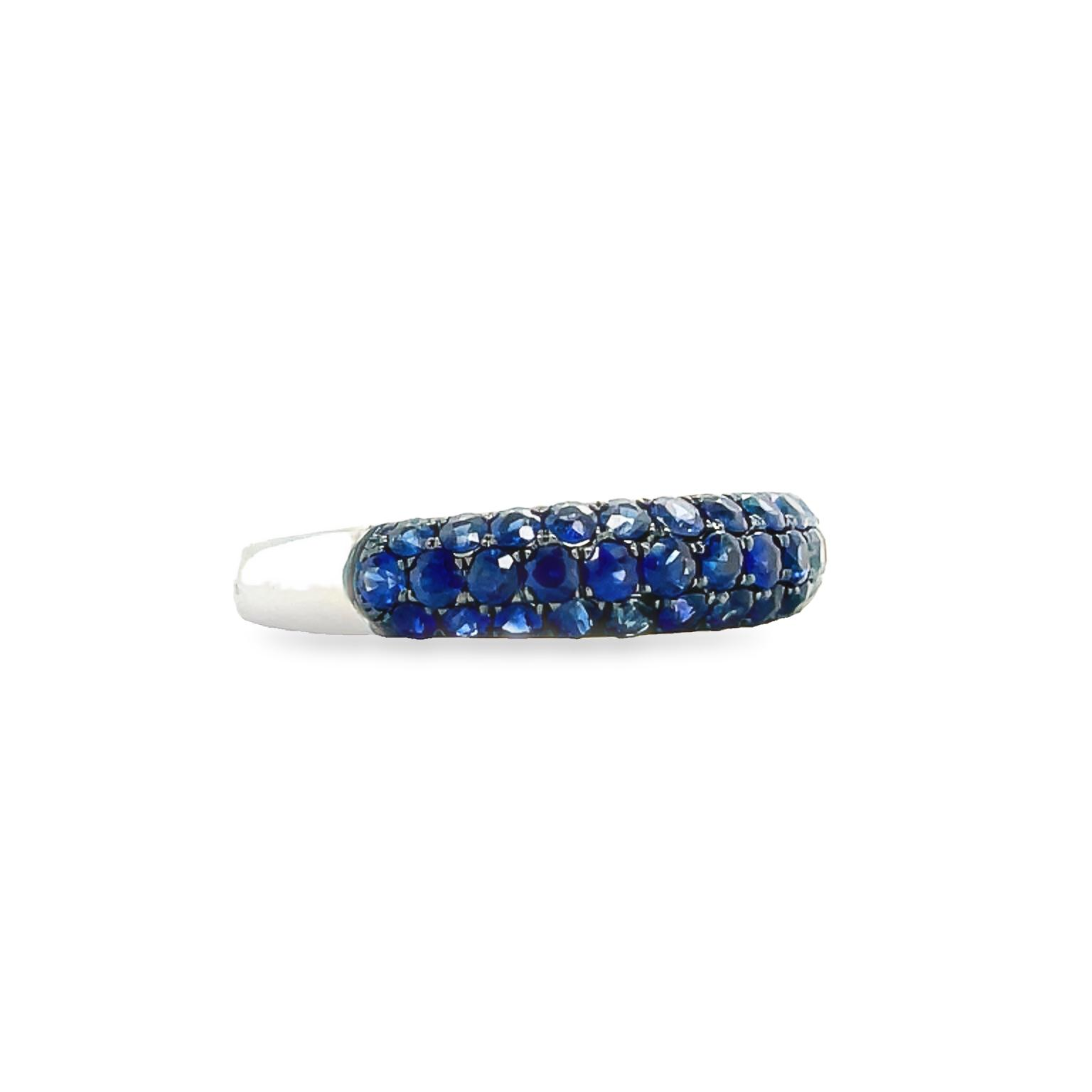 Stackable bands  Bright & bold colors set in sparking pave mountings.  18k white gold.   4.60 mm width  6.5 size (sizeable)  1.18 cts sapphires.