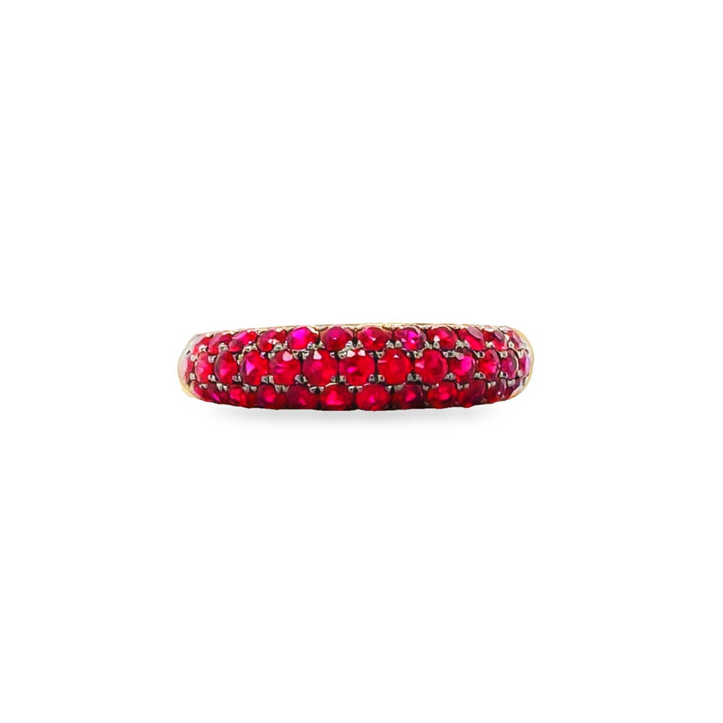 Stackable bands  Bright & bold colors set in sparking pave mountings.  18k white gold.   4.60 mm width  6.5 size (sizeable)  1.09 cts sapphires.
