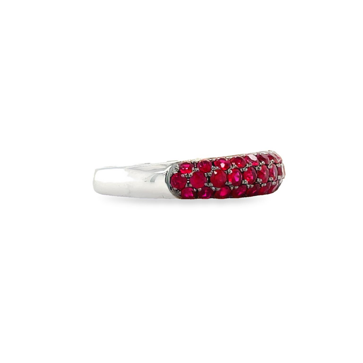 Ruby Pave Set Anniversary Stackable Band Side view 