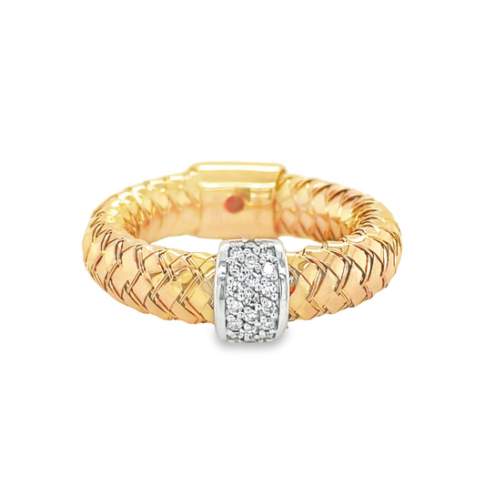 Top view of Estate Roberto Coin Primavera Collection Diamond Two Tone Gold Ring