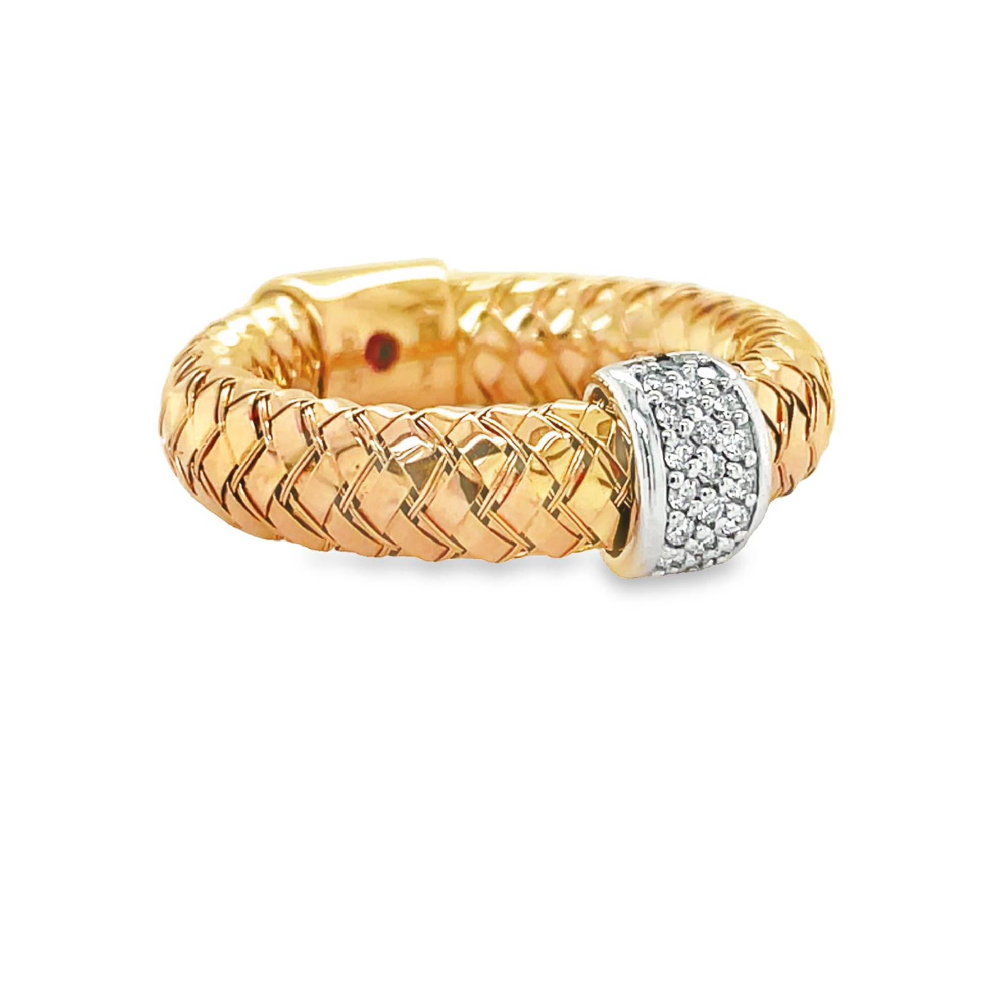 Side view of Estate Roberto Coin Primavera Collection Diamond Two Tone Gold Ring