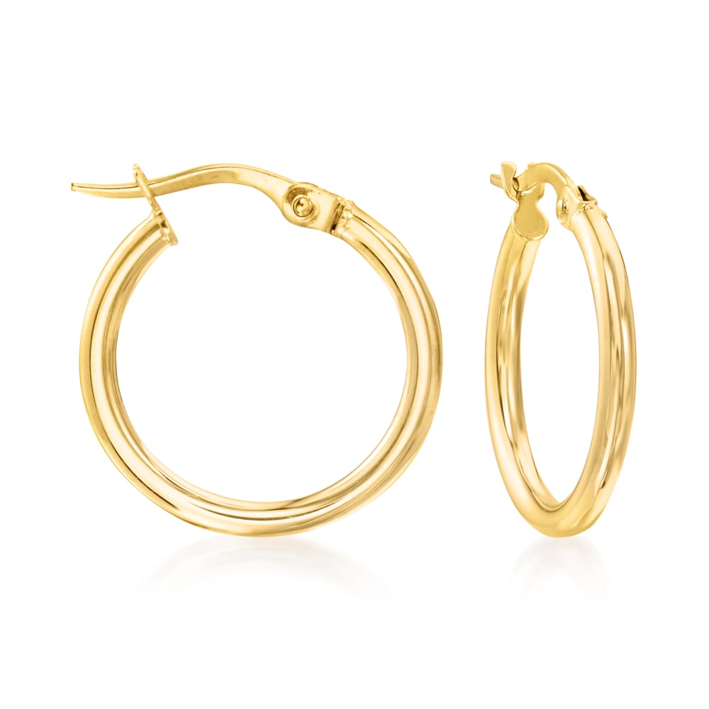 Front view Small Size 3.00 mm Gold Hoops Earrings