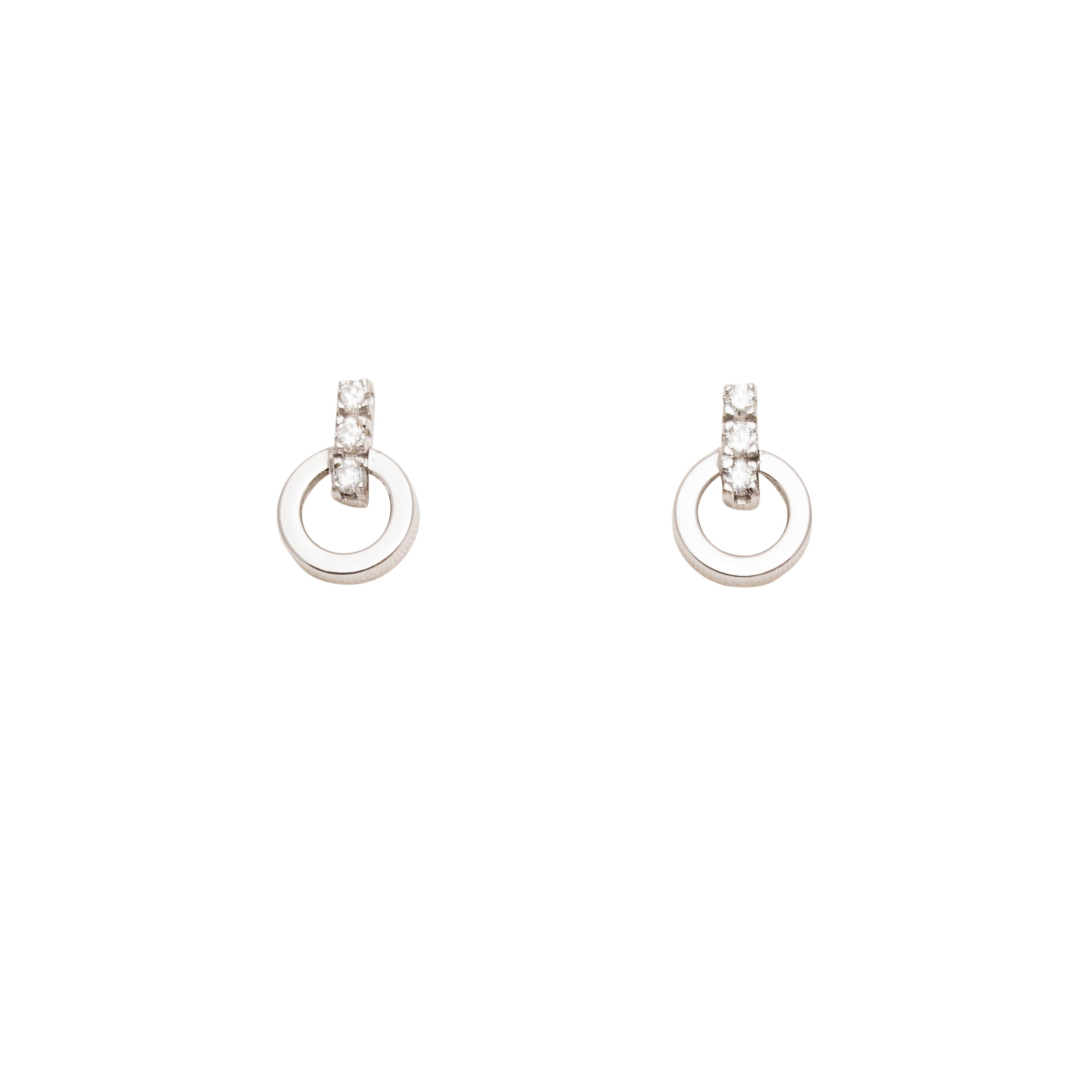 Luxurious 18k white gold and 6 gleaming diamonds make these drop earrings an exquisite addition to any outfit. Secure friction back posts promise lasting comfort and style. 11.50 mm long, these earrings are also available in yellow gold.
