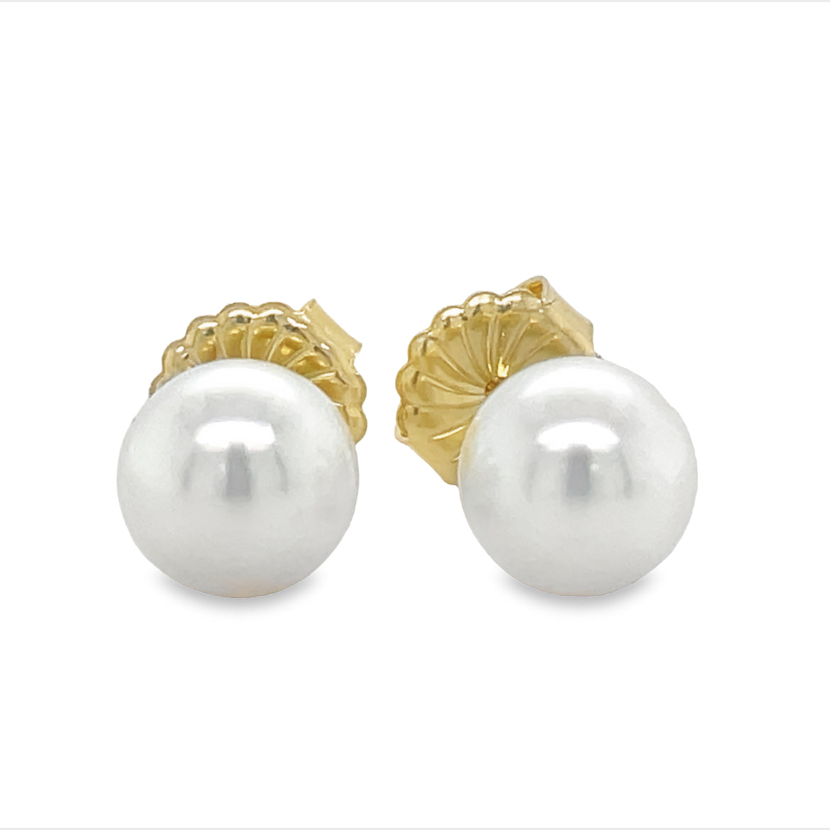Front view of Akoya Cultured Pearl Studs 9.00 mm