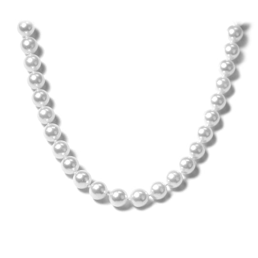 Front view of 18k Yellow Gold 12.00 South Sea Pearl Necklace with Diamond Clasp