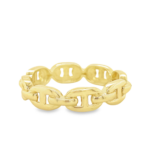 14k Yellow Gold Italian Eternity Mariner Link Ring Top view