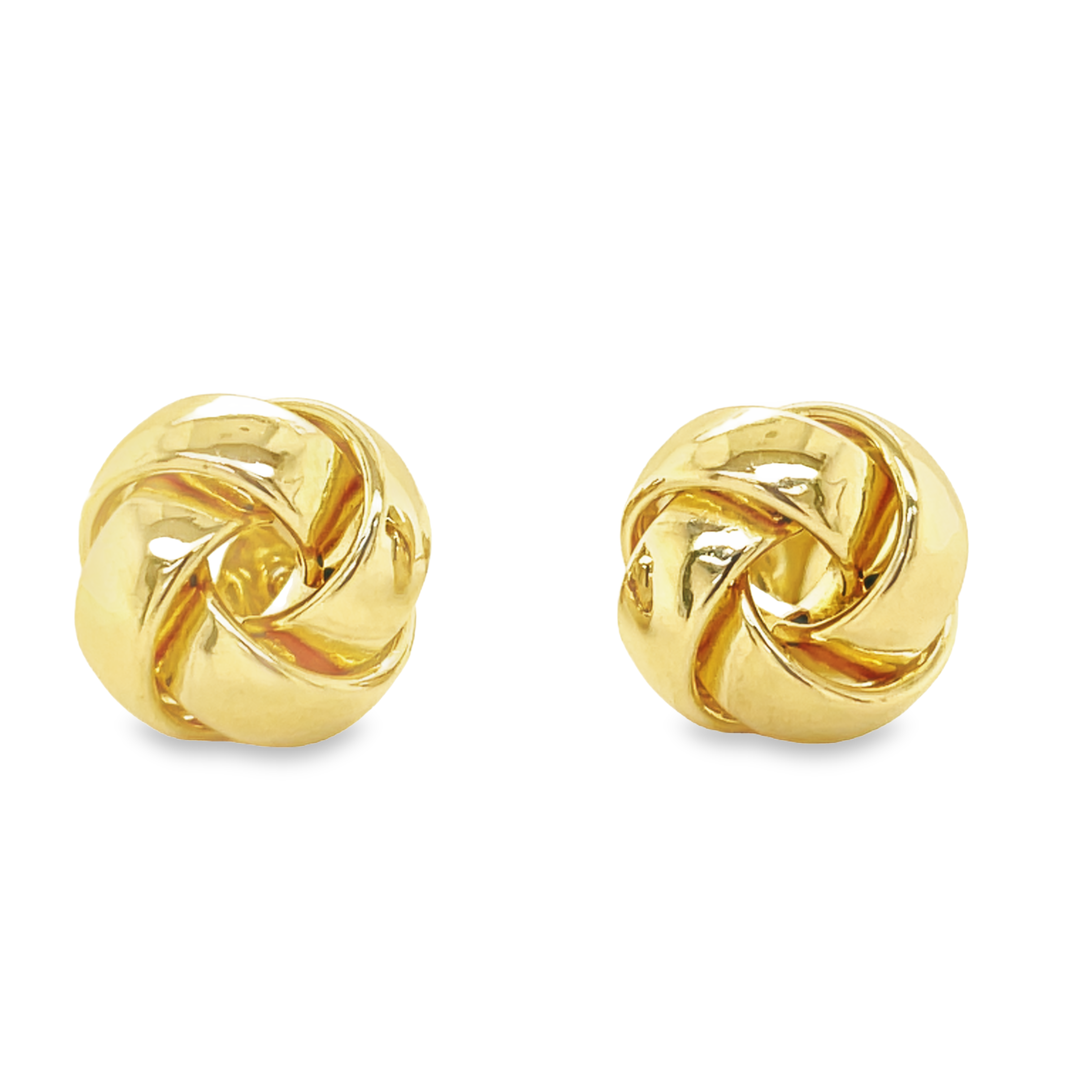 14k yellow gold.  Italian made  Stud earrings.                           Secure friction back  10.00 mm.