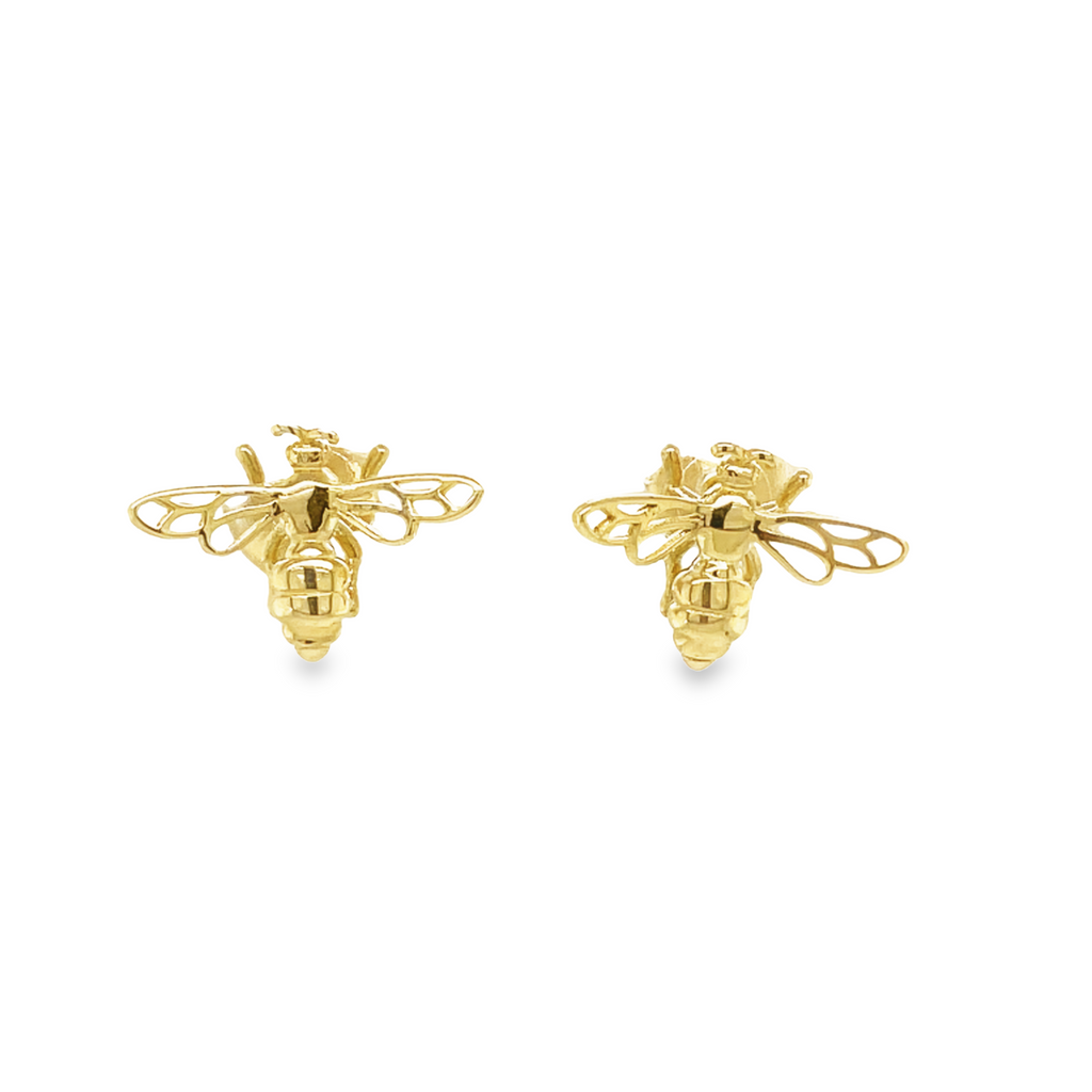  Make a statement with these unique genuine yellow gold bee earrings. The intricate design is finished with beautifully crafted Italian detailing for a look you'll love to show off! Crafted with secure friction backs, you can be sure it will stay in place all day.