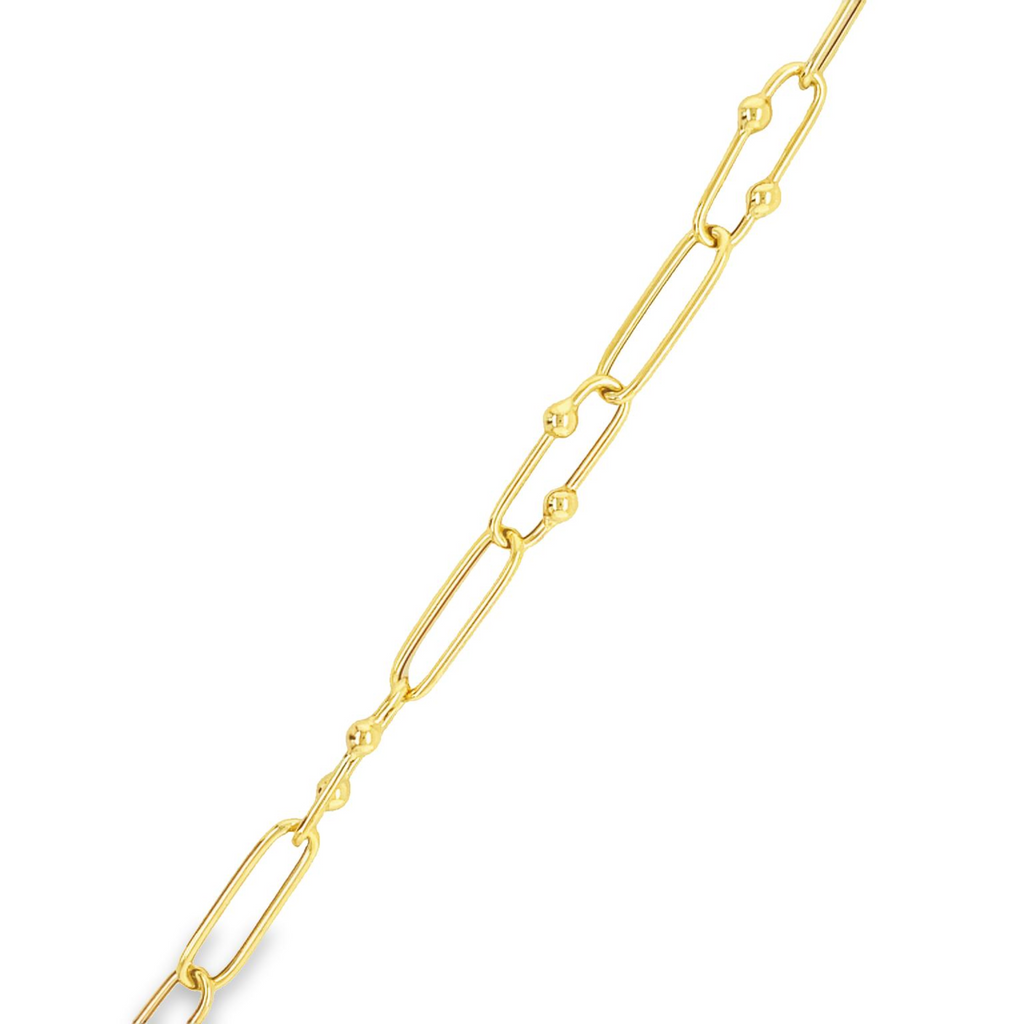 14k yellow gold.  Hardwear link.  Italian made  Secure lobster catch.  7" long.  6.00 mm thickness.