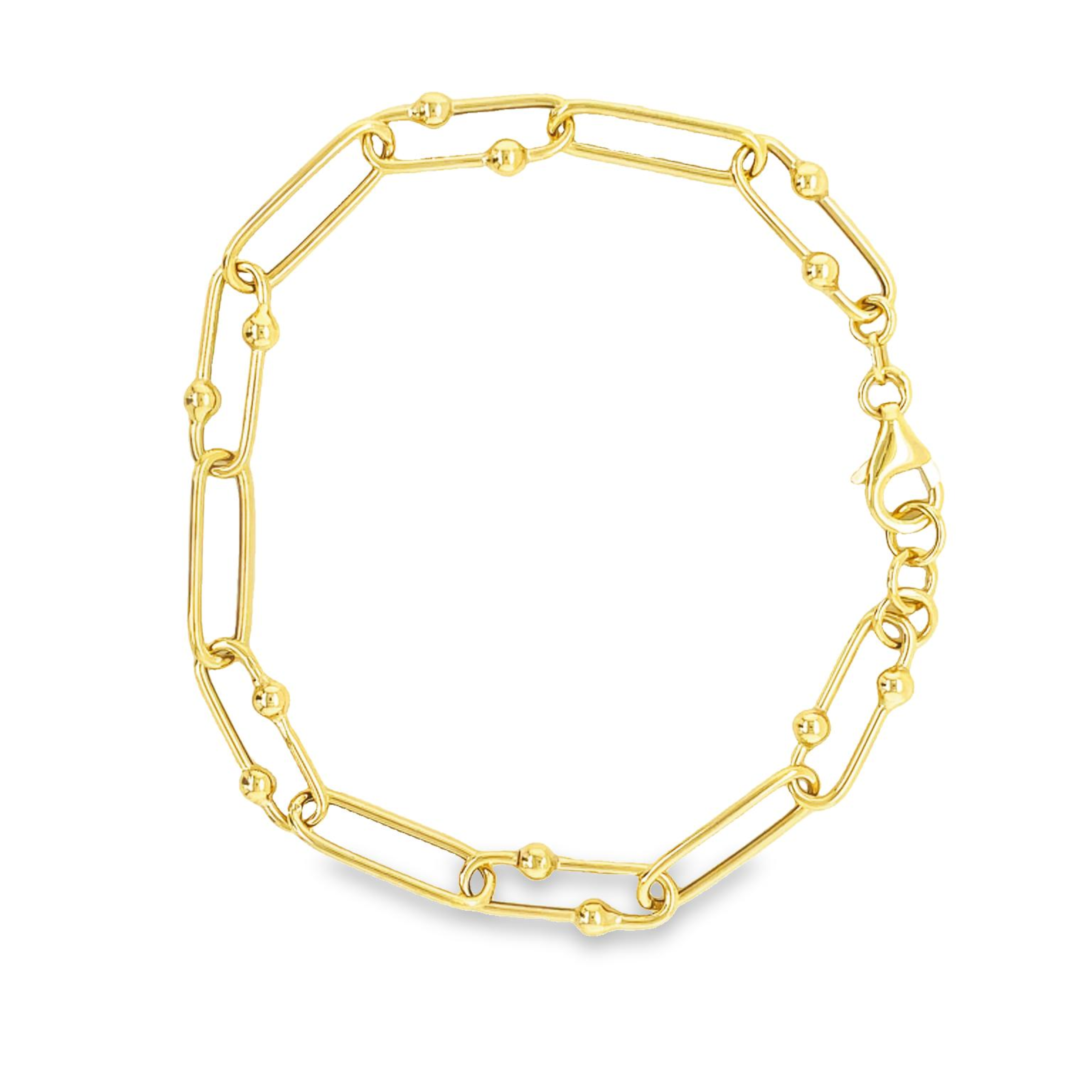 Boasting a luxurious 14K yellow gold composition, this Italian-made link bracelet is 7 inches in length and 6.00mm thick for a reliable, secure fit with a lobster-style catch.