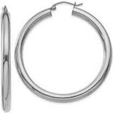 Medium Size 3.00 mm Italian Gold Hoops Earrings Front and Side View