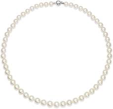 Top view of 14k White Gold Fresh Water Graduated Pearl Necklace 8.5 mm