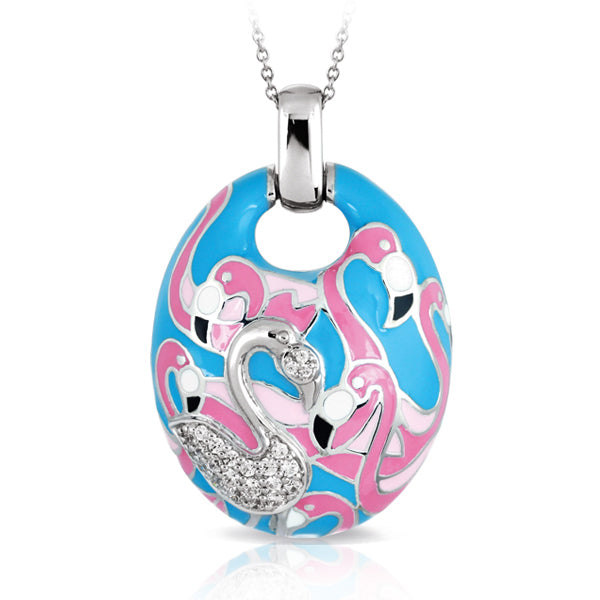 This Belle Etoile Flamingo Pendant is crafted from sterling silver with enamel detailing. Chain is not included.