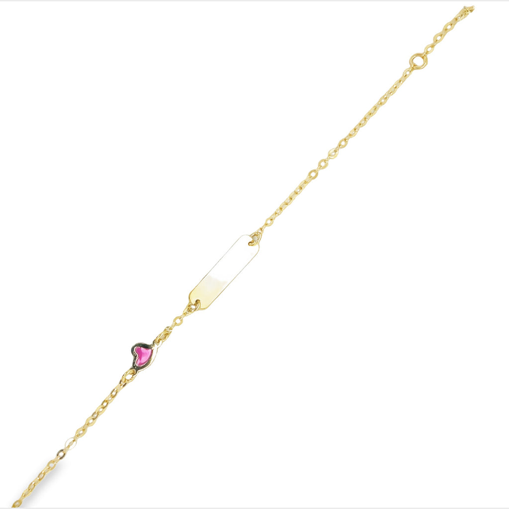 14k yellow gold  7" long  Secure catch  Small heart   Small ID name bar
