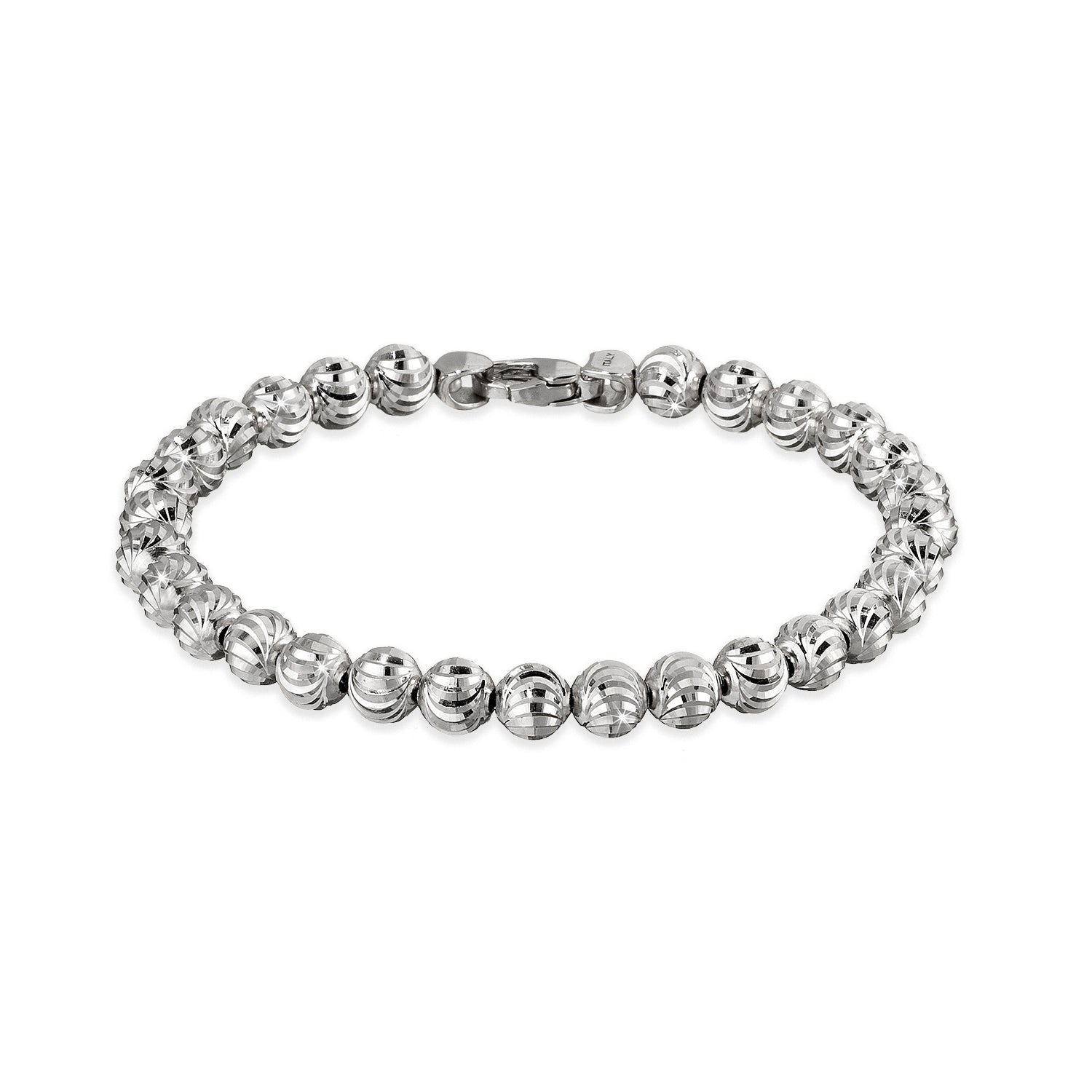 Italian collection from Officina Bernardi  High precision diamond cut 3.00 mm bead  Rhodium coated   Secured lobster clasp