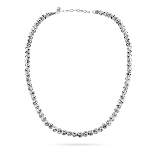 Front view of Italian Made Sterling Silver Bead Necklace 20"