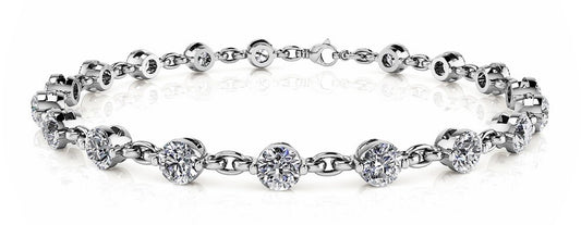 Front view of 14k White Gold Single Prong Diamond Bracelet 2.20 cts 