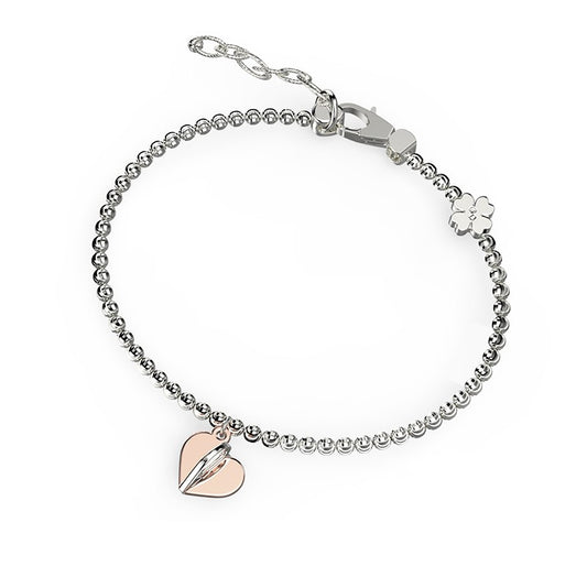 Top view of Rose gold plated  heart bracelet fastened