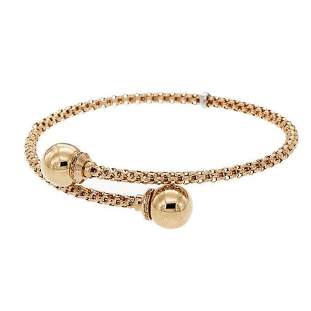 From our Stella Milano Collection 18k Italian rose gold  One size fits all Flexible cuff Contemporary gritty chain 3.00 mm x 9.75 mm (each sphere)