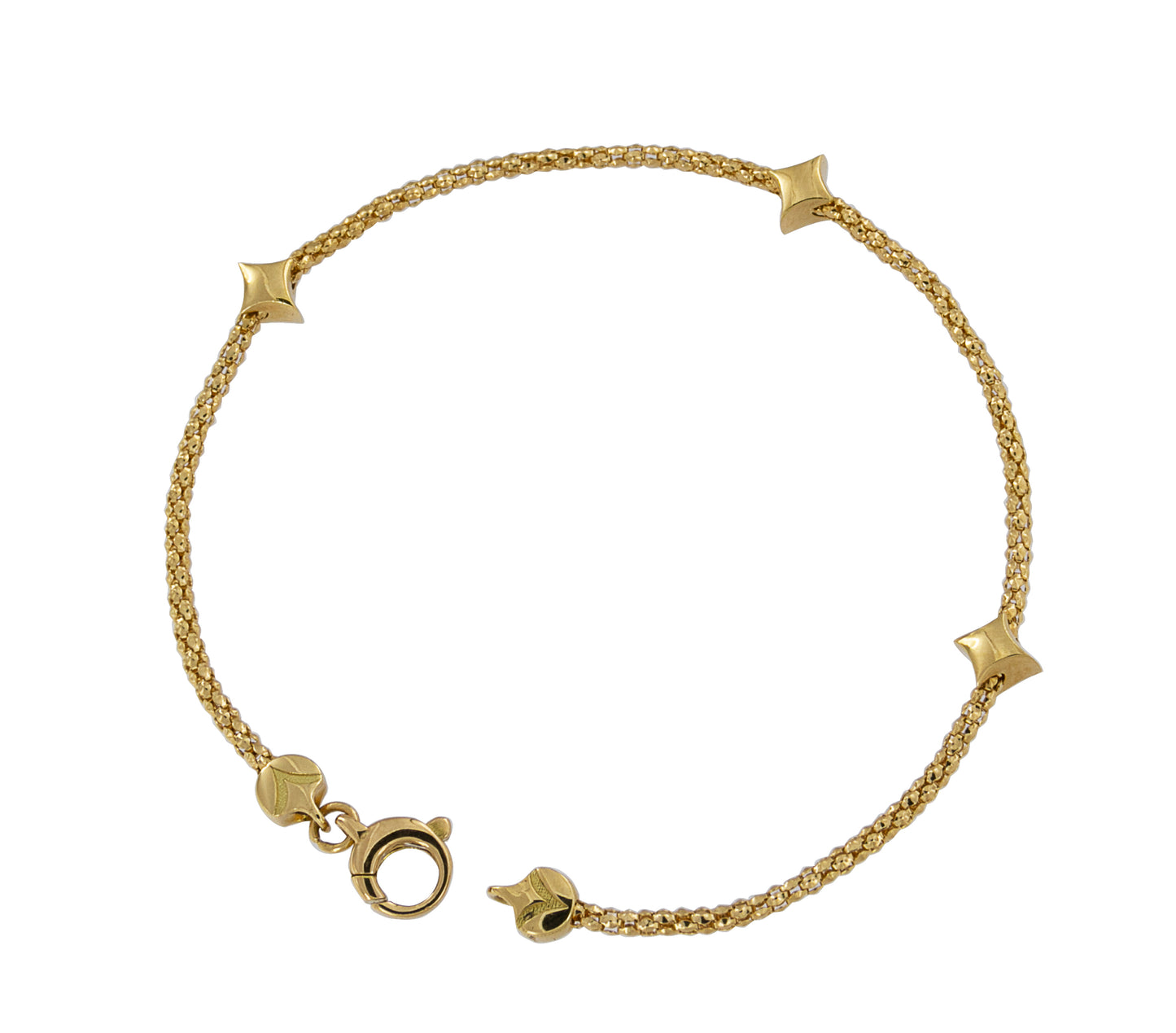 Top view of   Italian Made Star Bracelet 18k Yellow Gold
