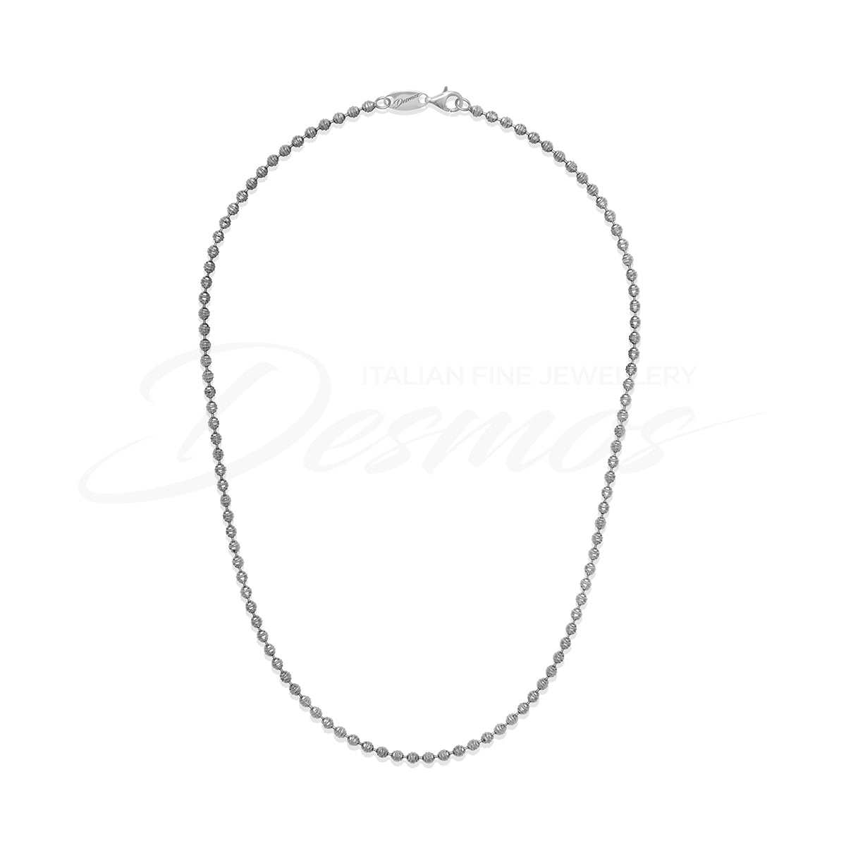 Sterling Silver Beads Link Necklace Top view clasp fastened