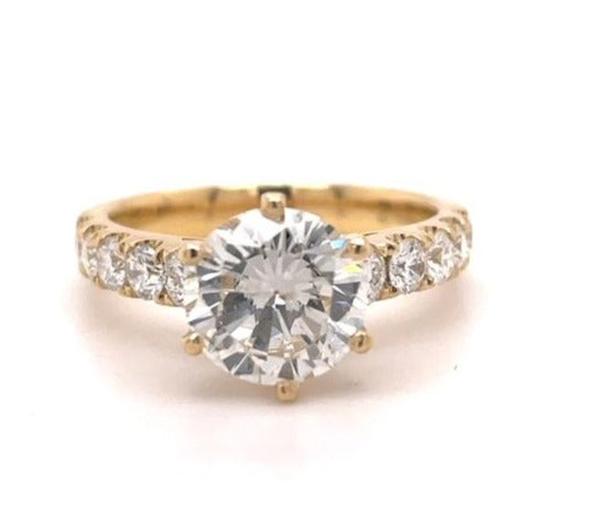 Solitaire Engagement Ring with Diamond Band Front view 