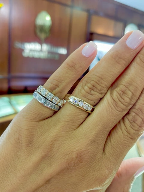 Try on view of 14k Yellow Gold Five Diamond Anniversary Ring 1.00 cts