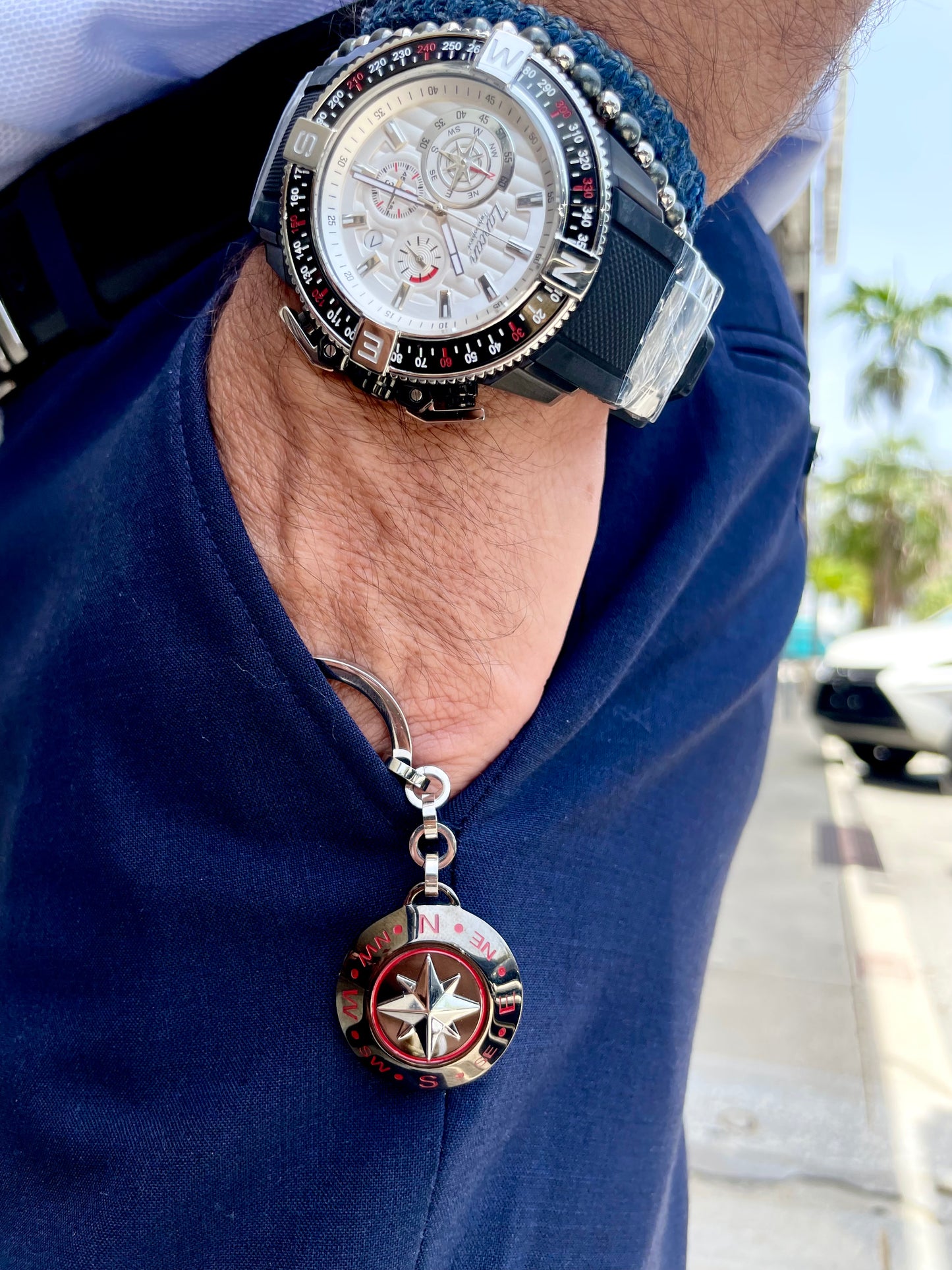 Try on view of Zancan Stainless Steel Key Chain