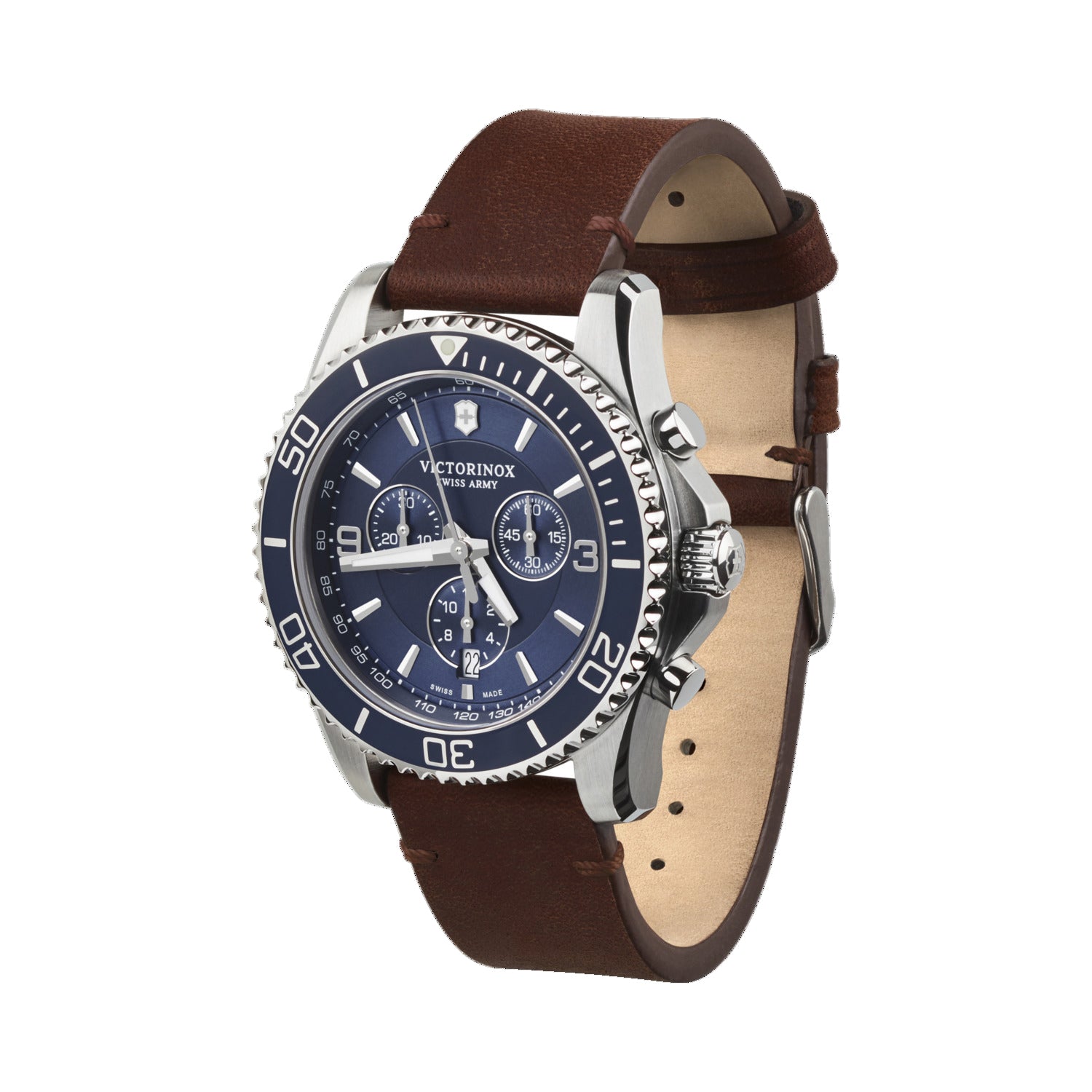 Side view of Maverick Chronograph  Blue Dial Watch